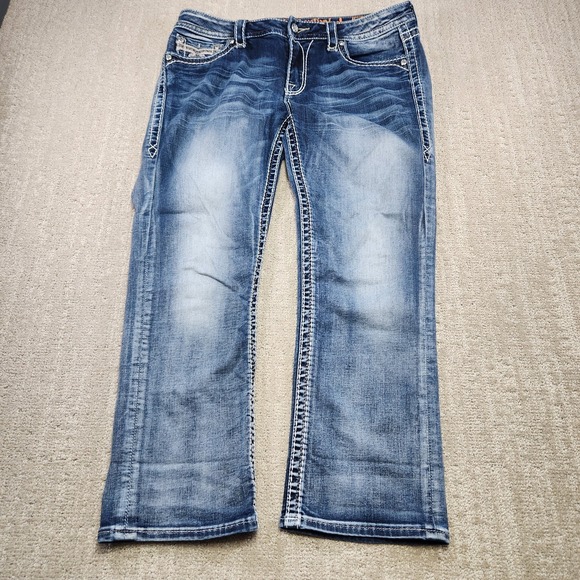 Rock Revival Jeans Women 30 Audrina Mid Rise Curvy Capris Cowgirl Rodeo Western - Picture 7 of 14